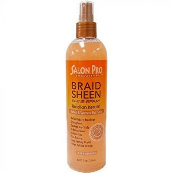 Salon Pro Exclusives Braid Sheen Spray Brazilian Keratin 12oz Braids And Locs 0551